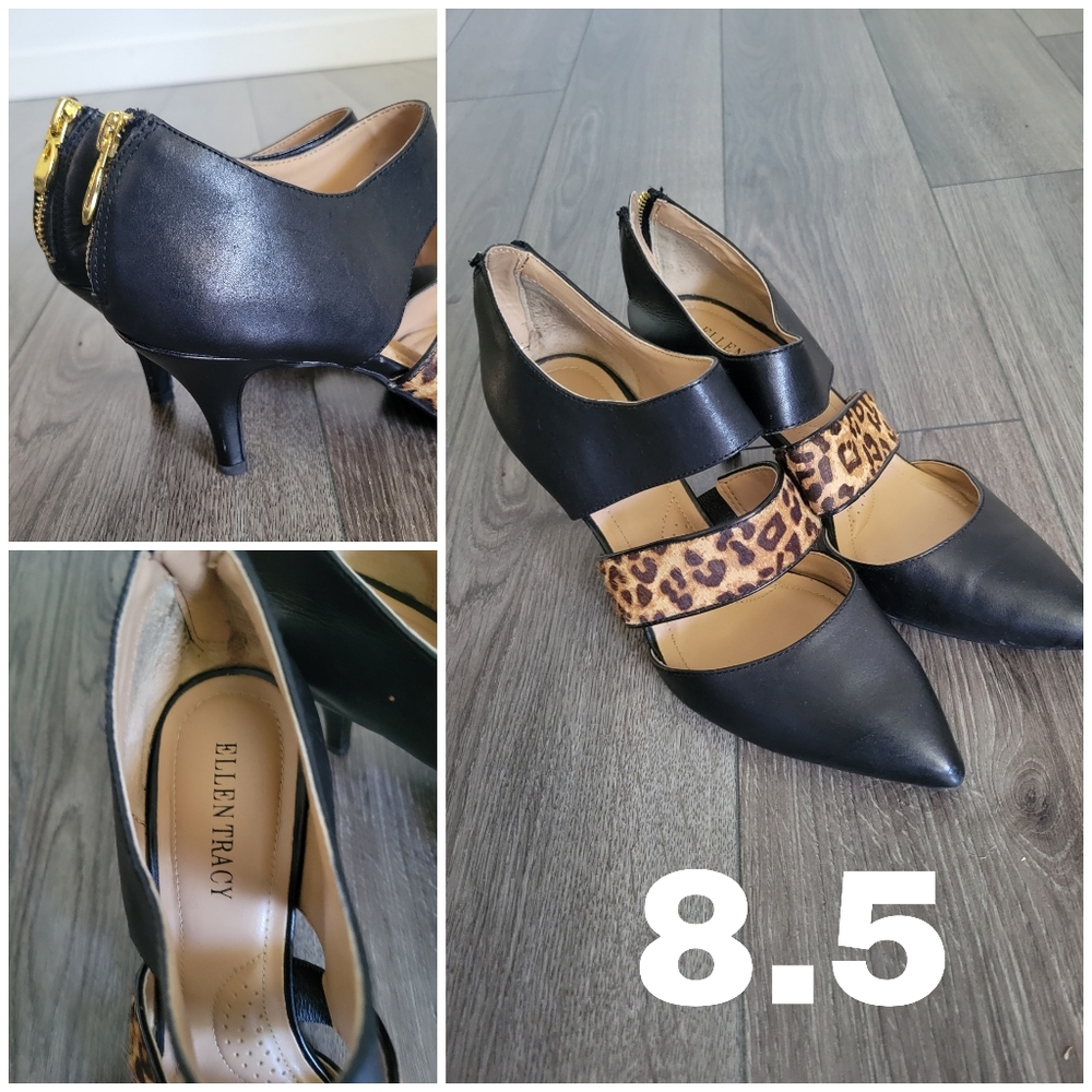 Ellen Tracy Black & Cheetah Heels